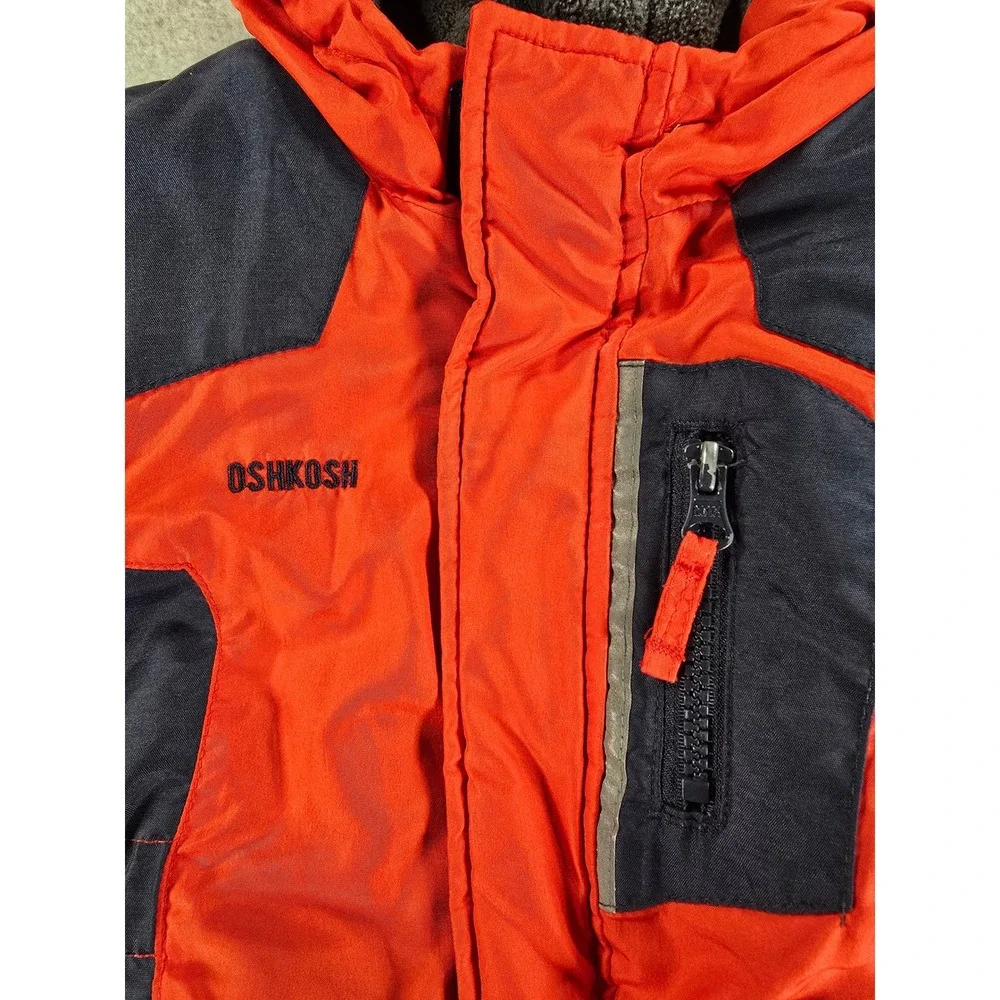 OshKosh B'gosh Toddler Boys Red Navy Colorblock Hooded Winter Puffer Jacket‎ 18M